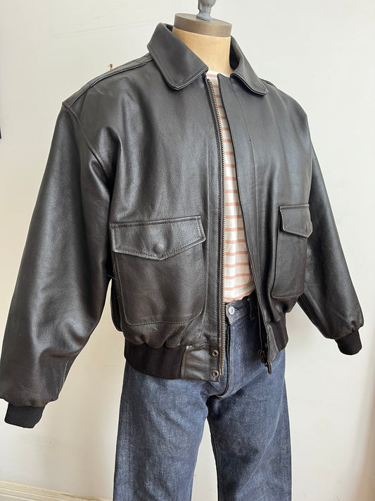 Type A-2E Flight Tech Brown Leather Flight Jacket - Size Large