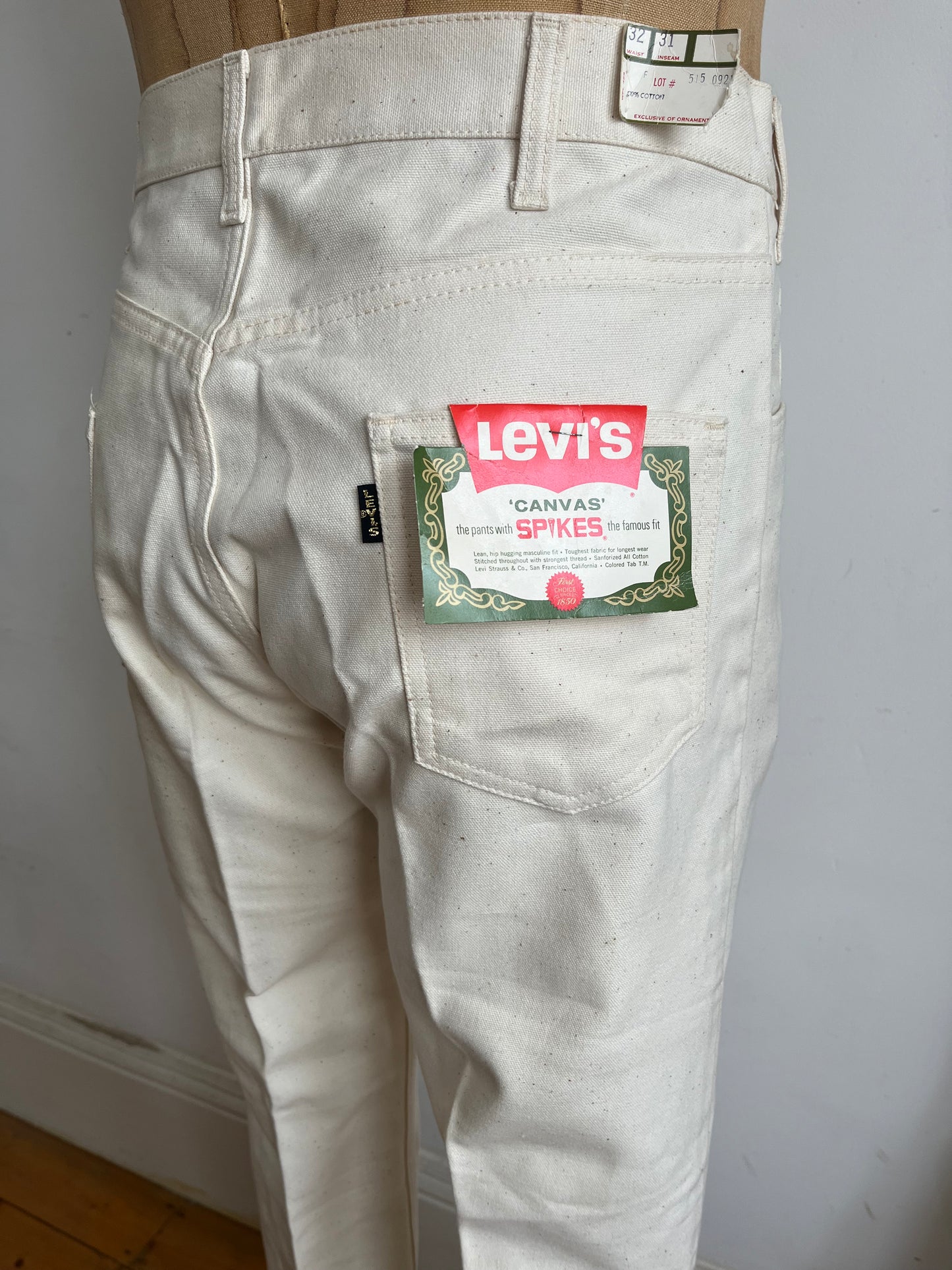 1960s Levi’s Dead-stock Canvas Spikes with Talon Zip 32 Inch Waist