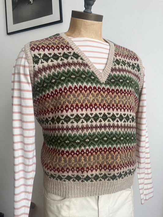 1970s Wool Fairisle Tank Top - Size Large