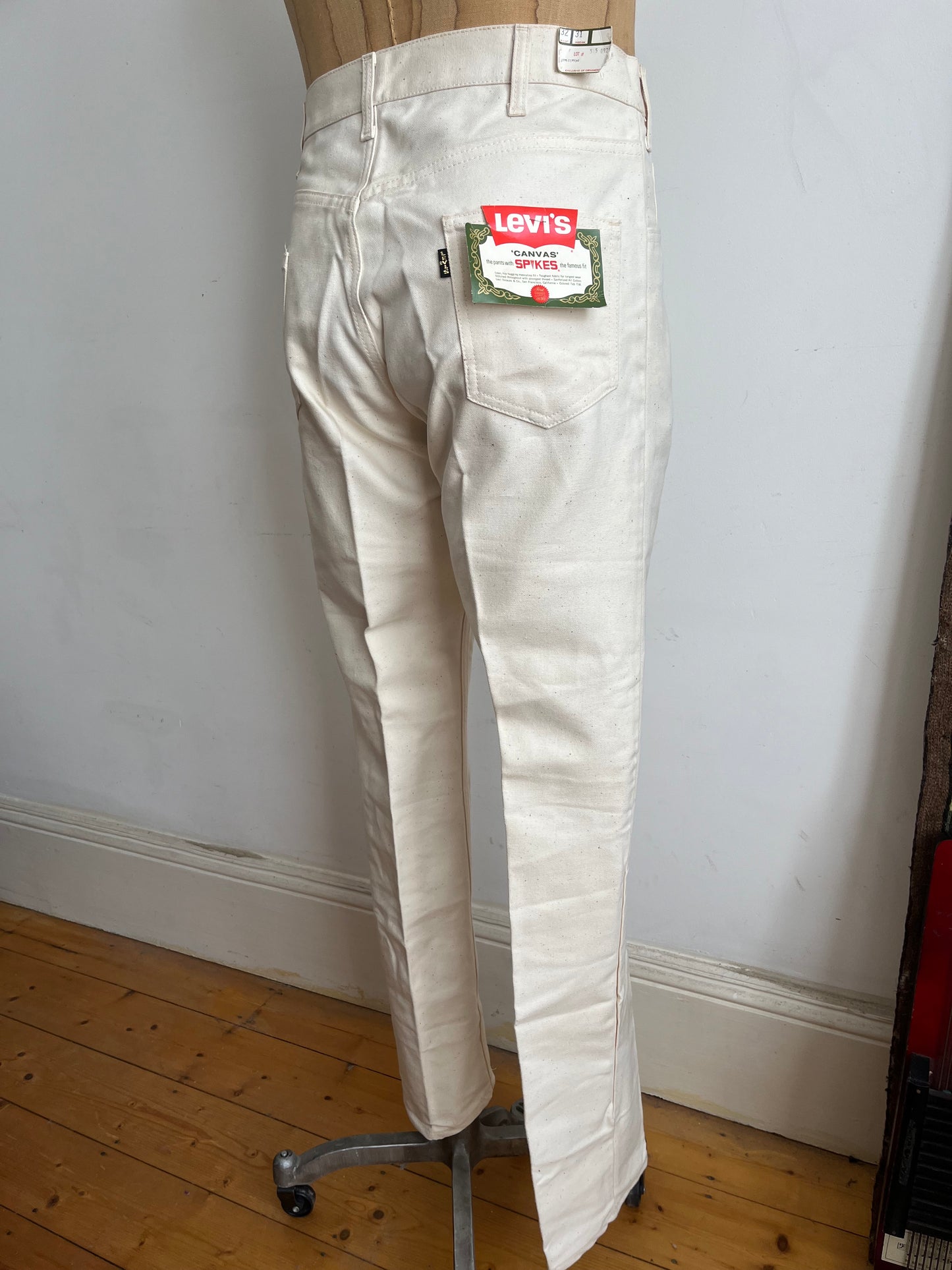 1960s Levi’s Dead-stock Canvas Spikes with Talon Zip 32 Inch Waist