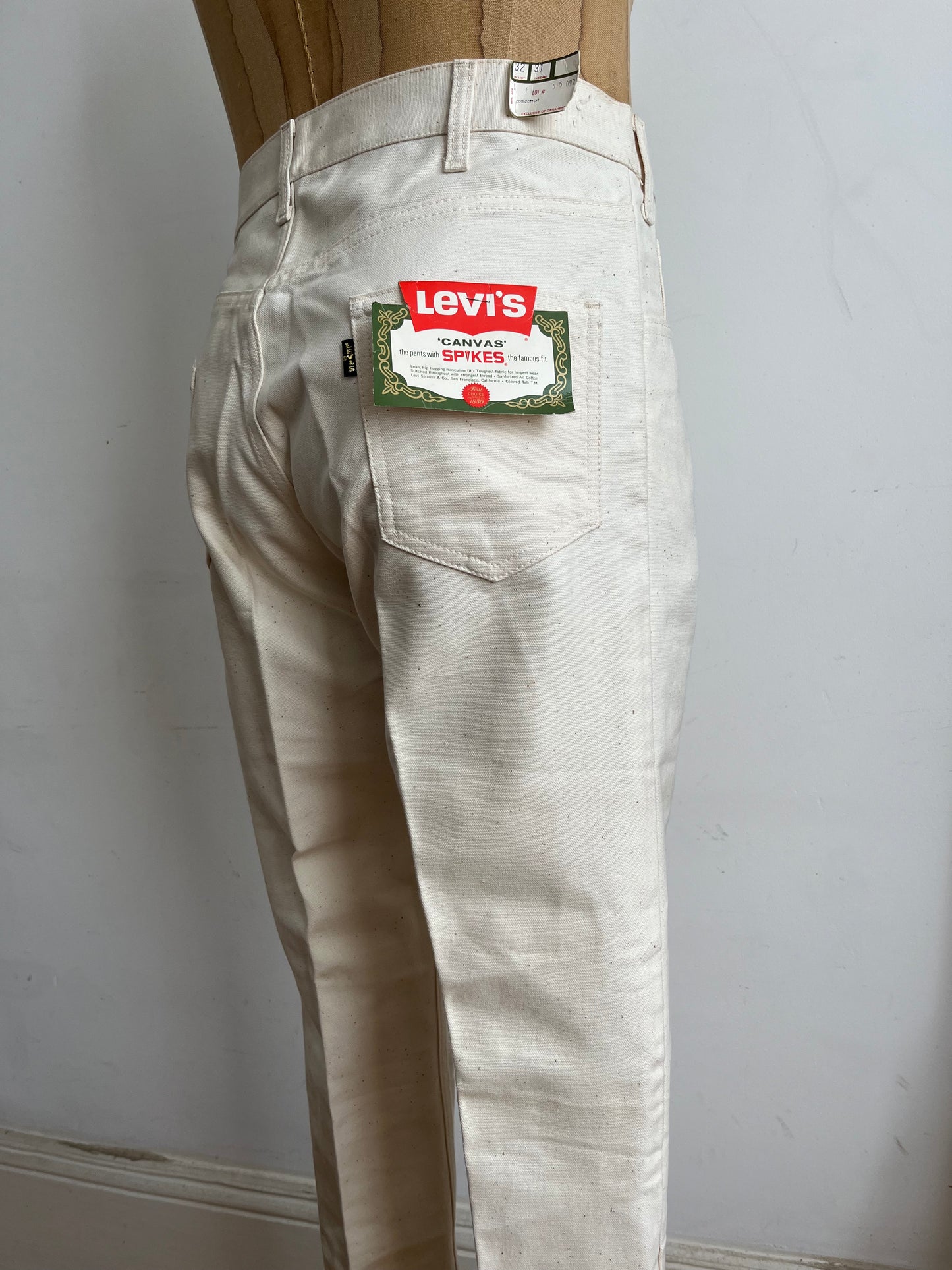 1960s Levi’s Dead-stock Canvas Spikes with Talon Zip 32 Inch Waist