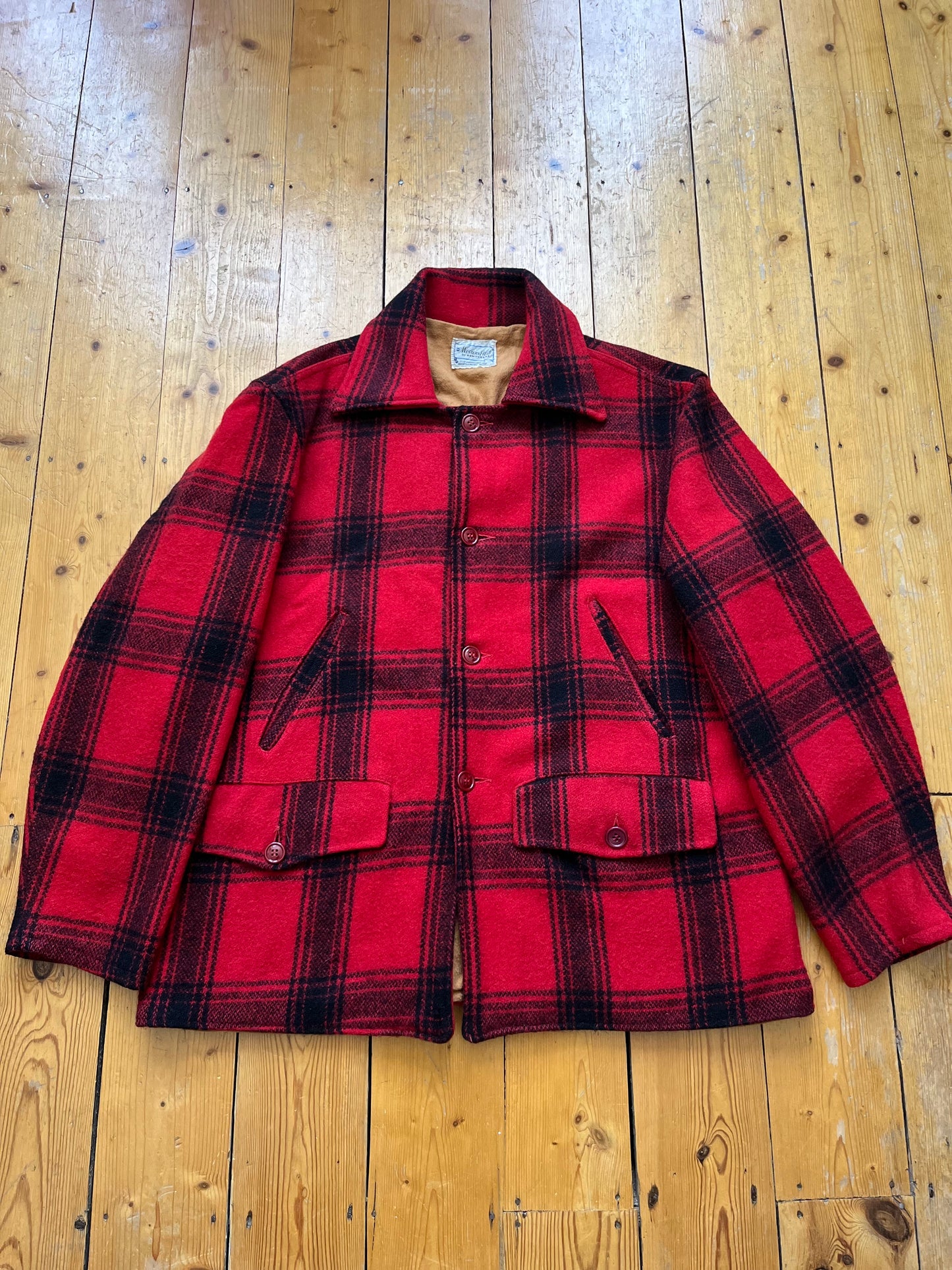 1960s Montgomery Ward Westernfield Wool Plaid Coat - Size Medium/Large