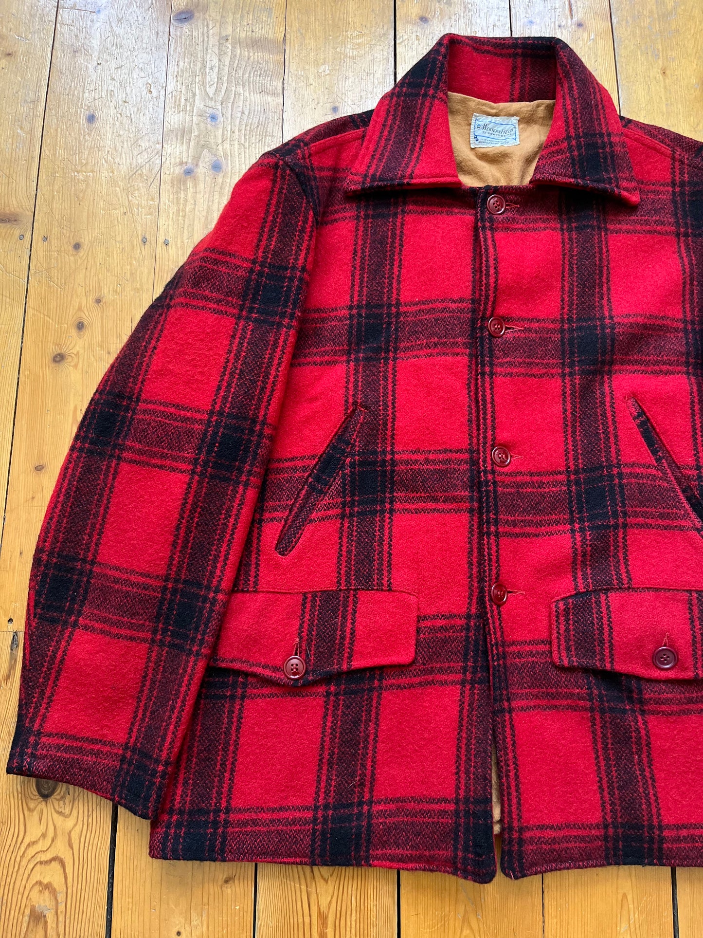 1960s Montgomery Ward Westernfield Wool Plaid Coat - Size Medium/Large