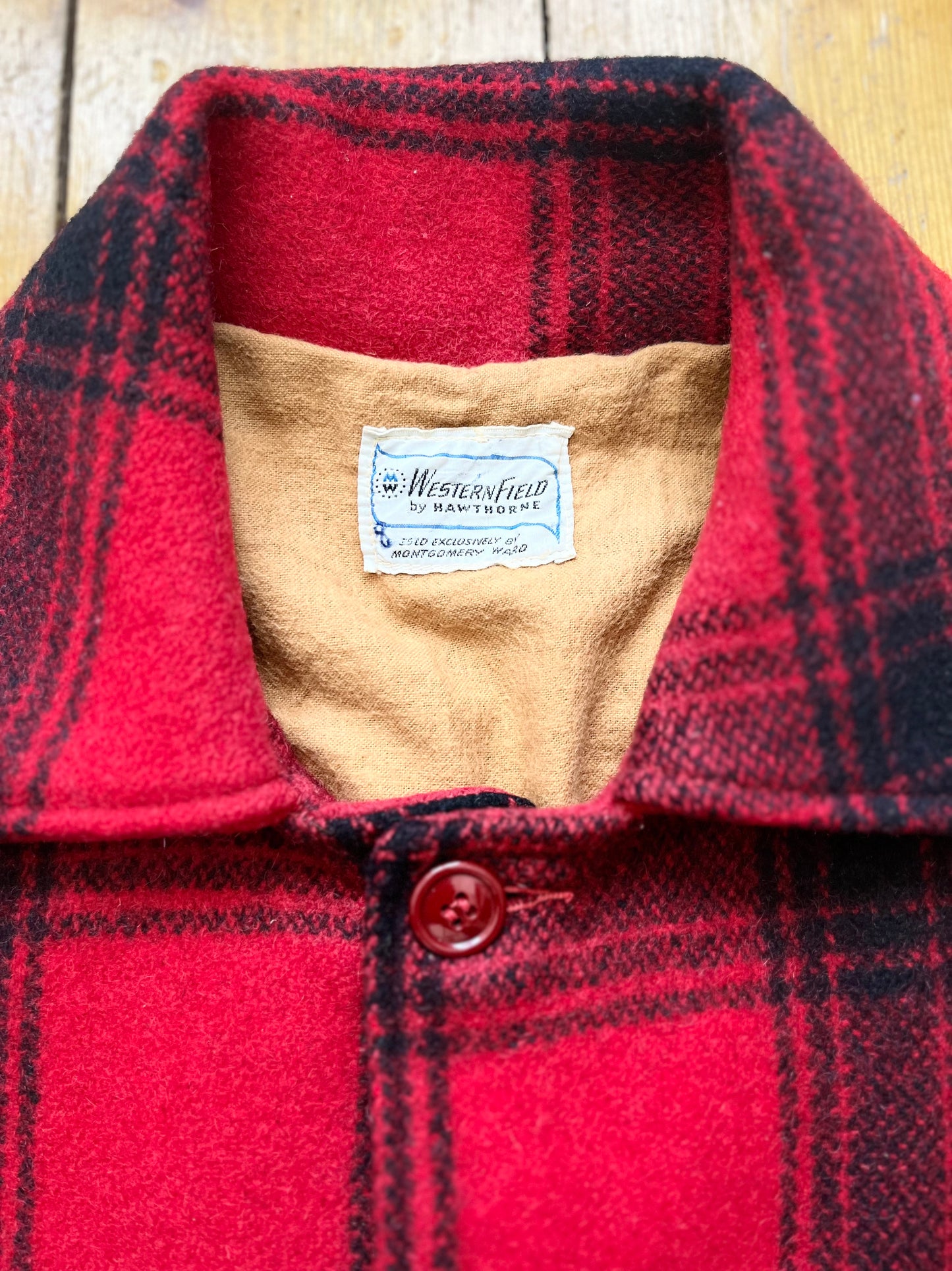 1960s Montgomery Ward Westernfield Wool Plaid Coat - Size Medium/Large