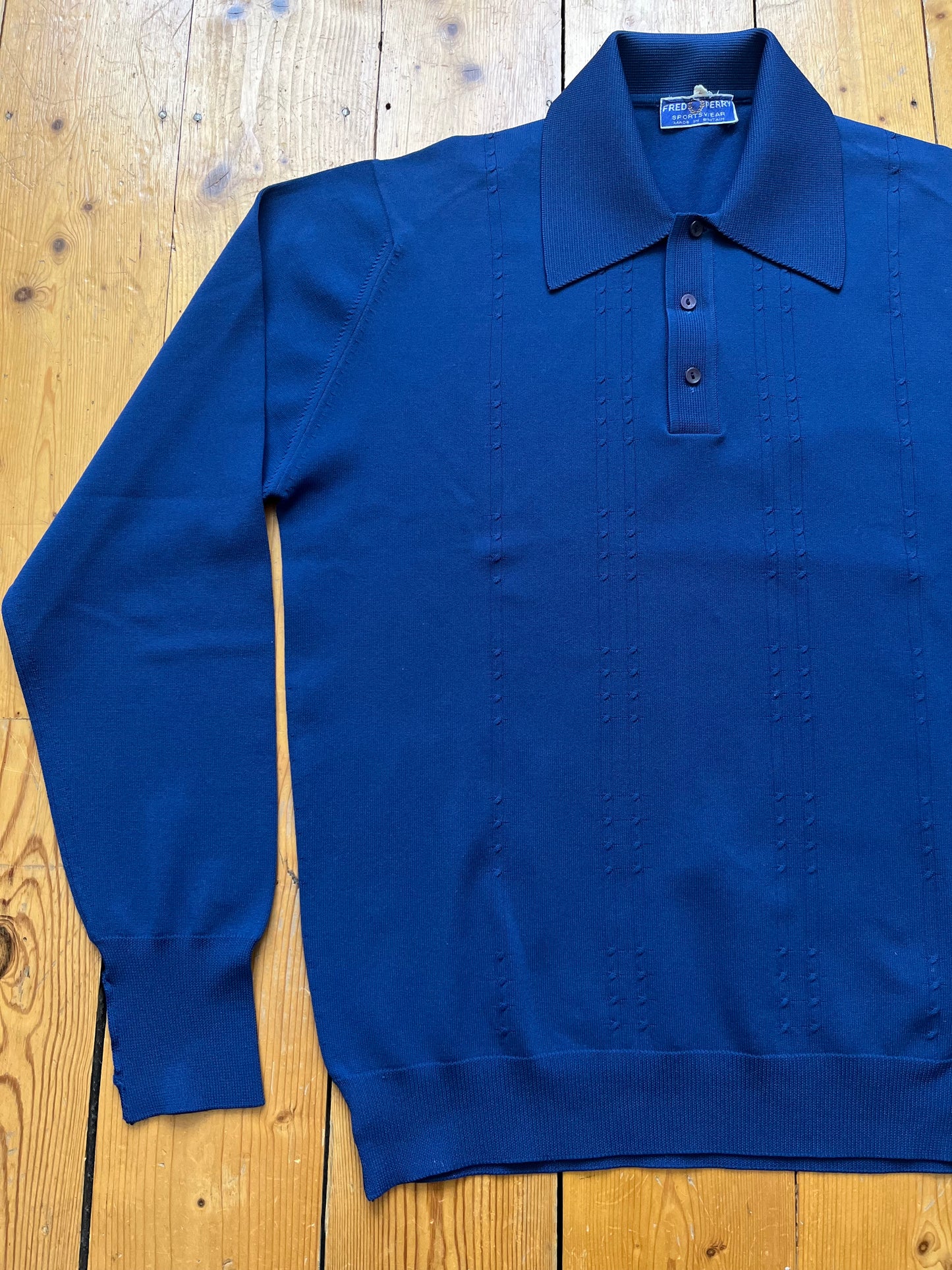 1970s Fred Perry Long Sleeve Polo Top - Size Medium