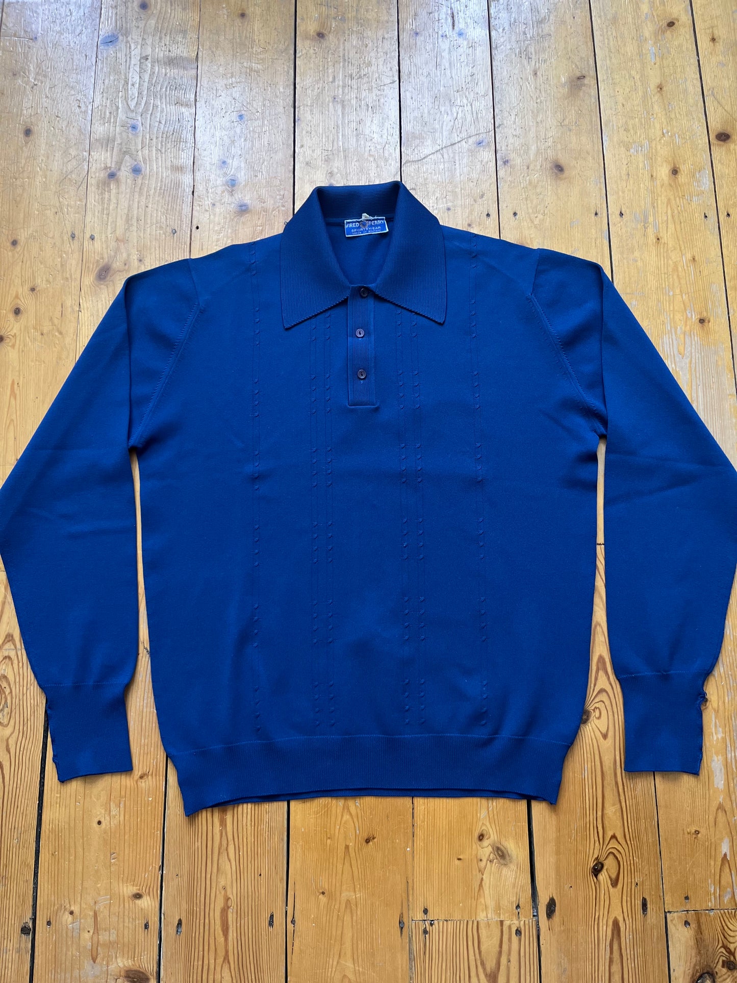 1970s Fred Perry Long Sleeve Polo Top - Size Medium