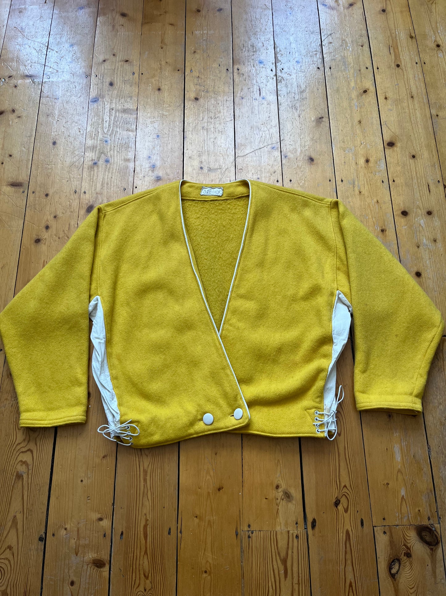 1960s Yellow Varsity Cardigan - Size Medium