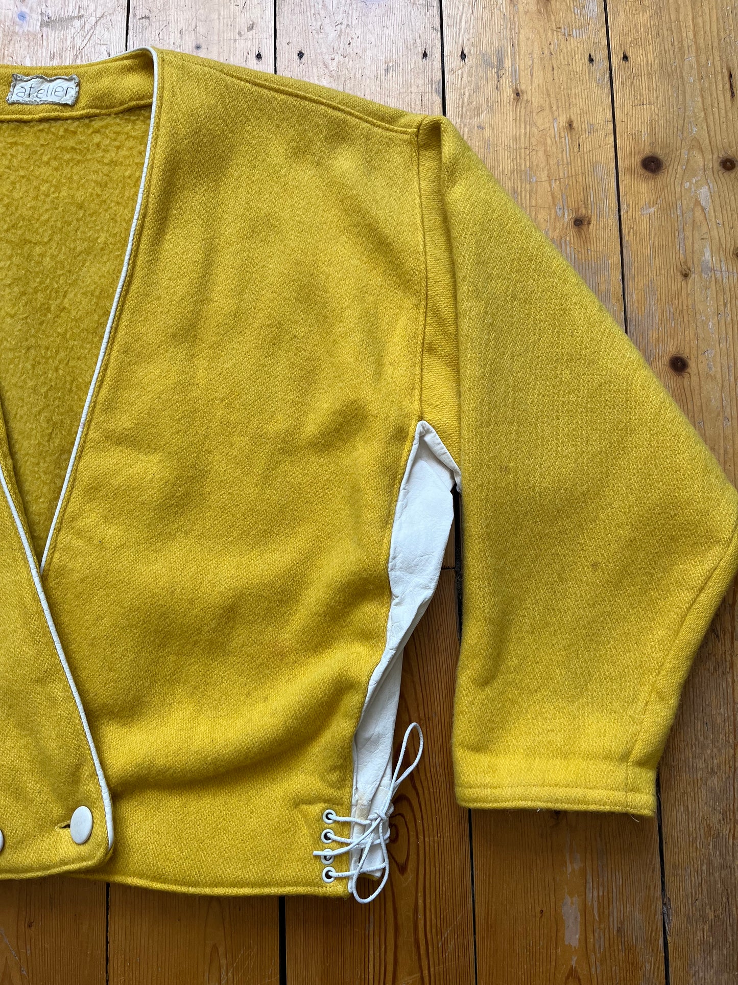 1960s Yellow Varsity Cardigan - Size Medium